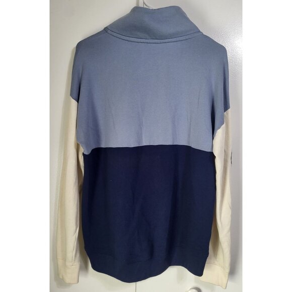 Victoria's Secret PINK High-Low Half-Zip Pullover Bluebell Cream Navy SZ M Logo - Picture 3 of 12